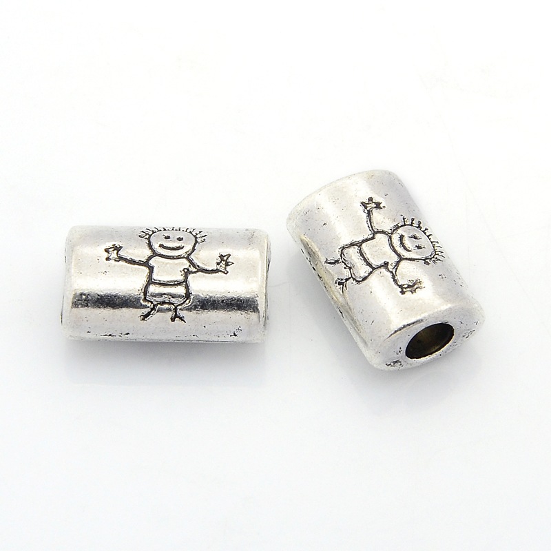 PandaHall Tibetan Style Alloy Column Beads, Large Hole Beads, Nickel Free, Antique Silver, 18x11x7mm, Hole: 4mm Alloy Column