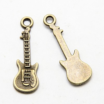 PandaHall Tibetan Style Pendants, Bass, Antique Bronze, 24x9x2mm, Hole: 1mm Alloy Musical Instruments