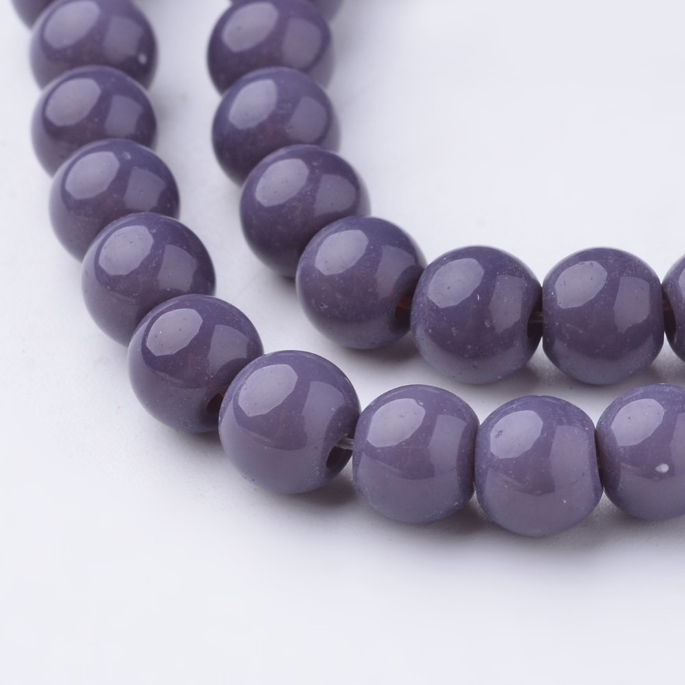 PandaHall Glass Beads Strands, Round, Dyed, DarkSlateBlue, 6mm, Hole: 1mm; about 52pcs/strand, 11.4" Glass Round Blue