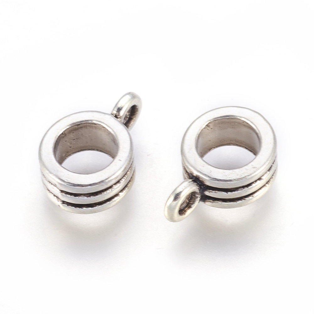 PandaHall Tibetan Style Hangers, Bail Beads, Lead Free & Cadmium Free, Antique Silver, Size: about 13mm long, 8mm wide, 5mm thick, 4.5mm...