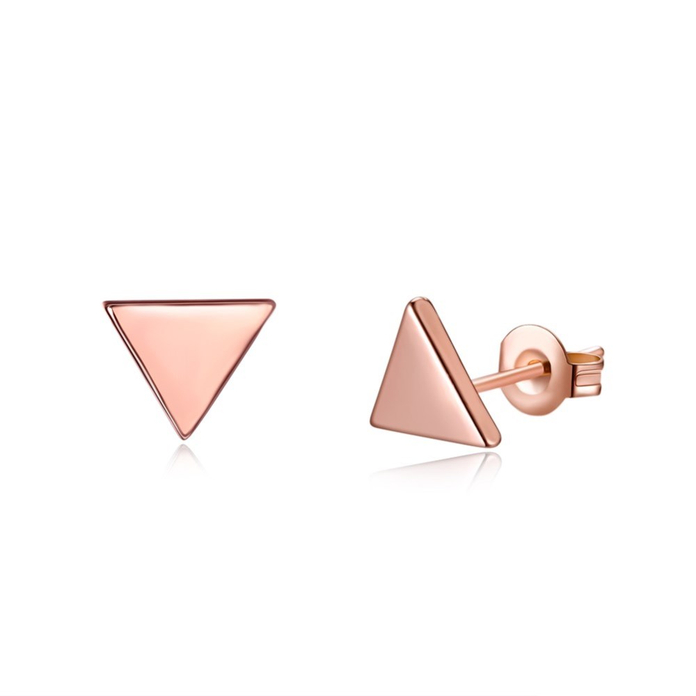 PandaHall Trendy Tin Alloy Stud Earrings, Triangle, Rose Gold, 6x7mm Alloy