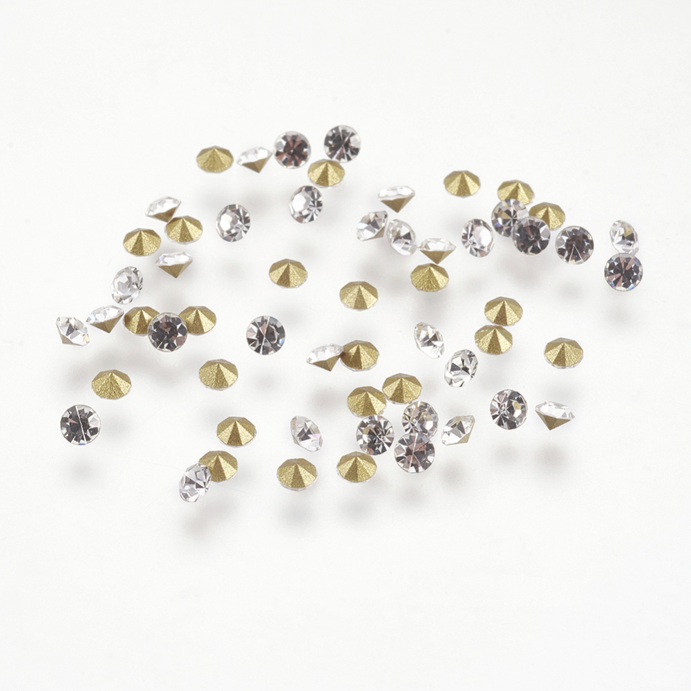 PandaHall Diamond Crystal Grade A Glass Pointed Back Chaton Rhinestones, Back Plated, 2.7~2.8mm Glass Rhinestone Diamond
