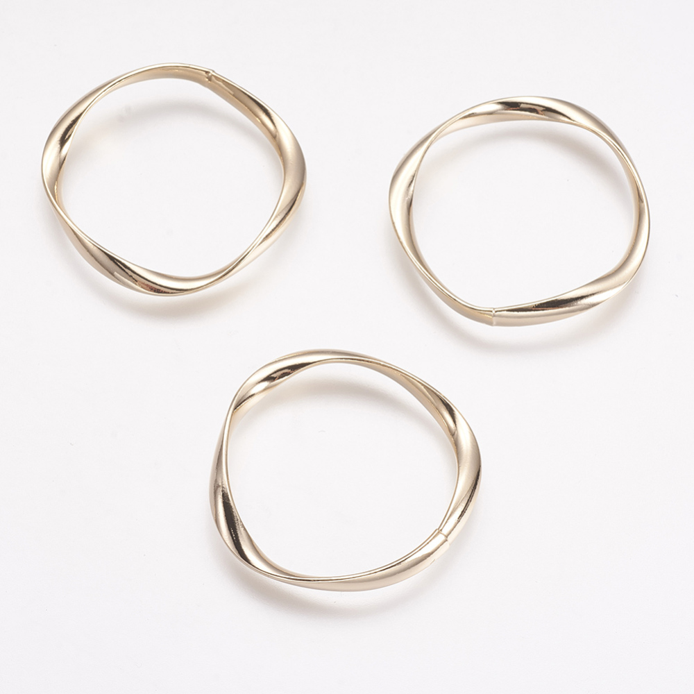 PandaHall Brass Linking Rings, Real Gold Plated, Twisted Ring, 32.5x31x3mm Brass Ring