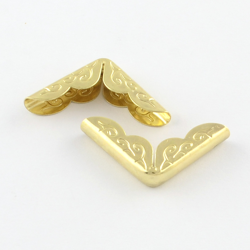 PandaHall Book Scrapbooking Album Menu Folders Iron Corner Protectors, Golden, 21x21x5mm Iron