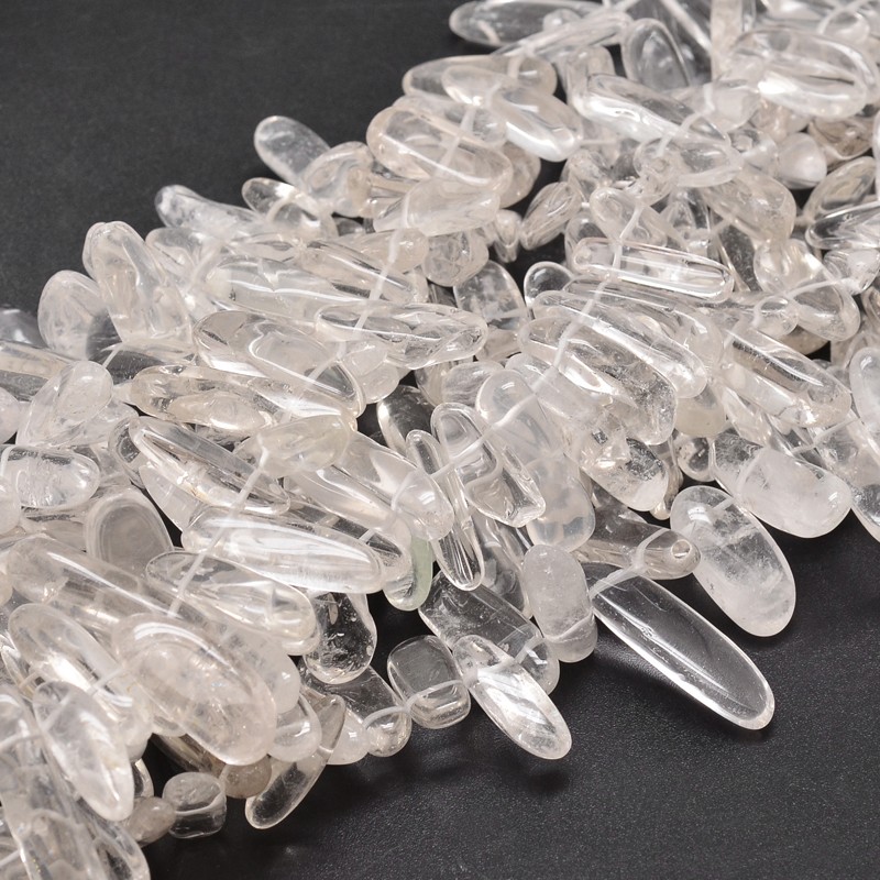 PandaHall Natural Quartz Crystal Chip Beads Strands, 8~30x5~12mm, Hole: 1mm; about 15.3"~15.7" Quartz Crystal Chip