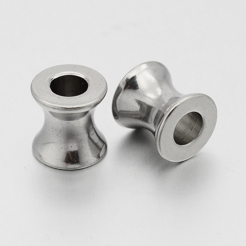 PandaHall Column 304 Stainless Steel European Beads, Large Hole Beads, Stainless Steel Color, 8x8mm, Hole: 4mm Stainless Steel Column