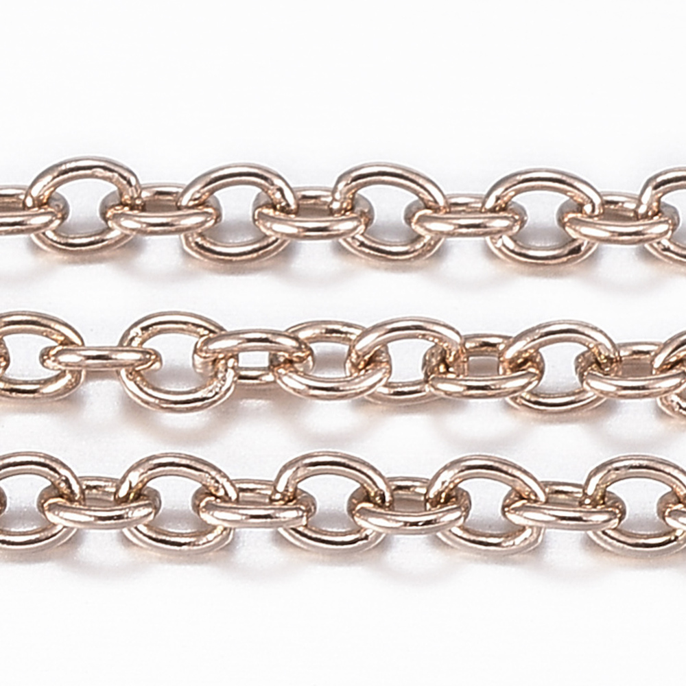 PandaHall 304 Stainless Steel Cable Chains, with Spool, Rose Gold, 2x1.5x0.4mm; about 10m/roll Stainless Steel