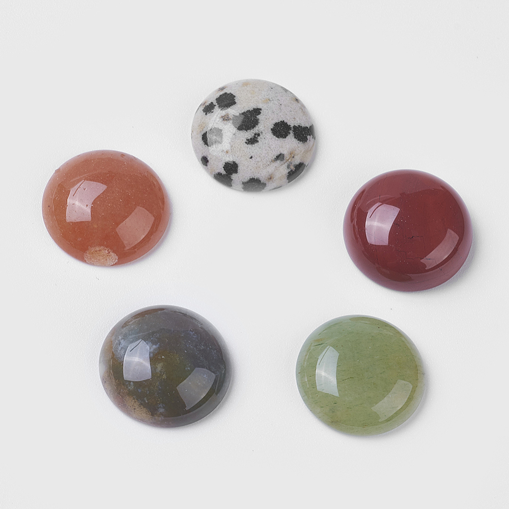 PandaHall Gemstone Cabochons, Half Round/Dome, Mixed Stone, 16x5mm Mixed Stone Half Round