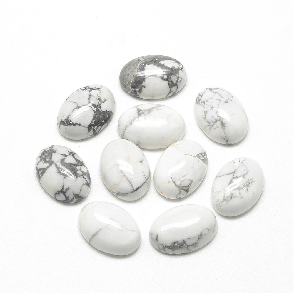 PandaHall Natural Howlite Cabochons, Oval, 14x10x4~5mm Howlite Oval