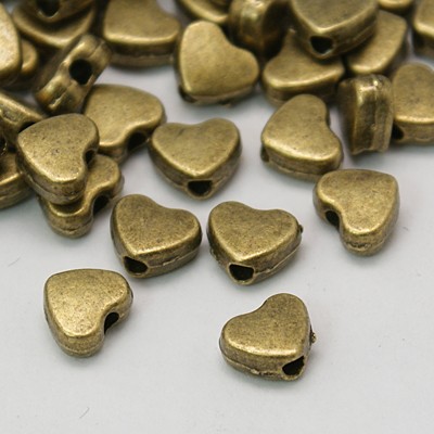 PandaHall Tibetan Style Beads, Lead Free and Nickel Free, Heart, Antique Bronze, 5x6x3mm, Hole: 1.5mm Alloy Heart