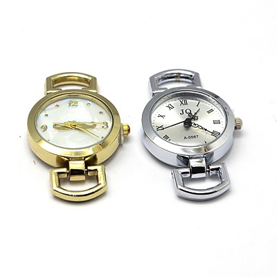 PandaHall Alloy Watch Face Watch Head Watch Components, Flat Round, Mixed Color, 28~29x26x9mm, Hole: 10x5mm Alloy Flat Round