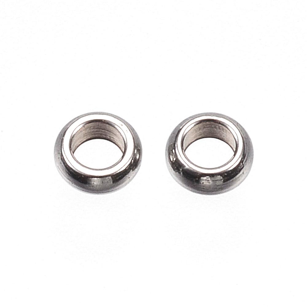PandaHall 304 Stainless Steel Bead Spacers, Ring, Stainless Steel Color, 3x1mm, Hole: 2mm Stainless Steel Ring
