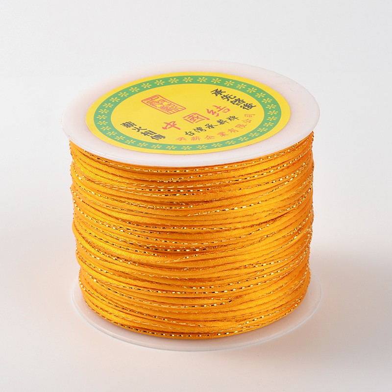 PandaHall Gold Line Round String Polyester Cords, Gold, 2mm; about 100m/roll Polyester Gold
