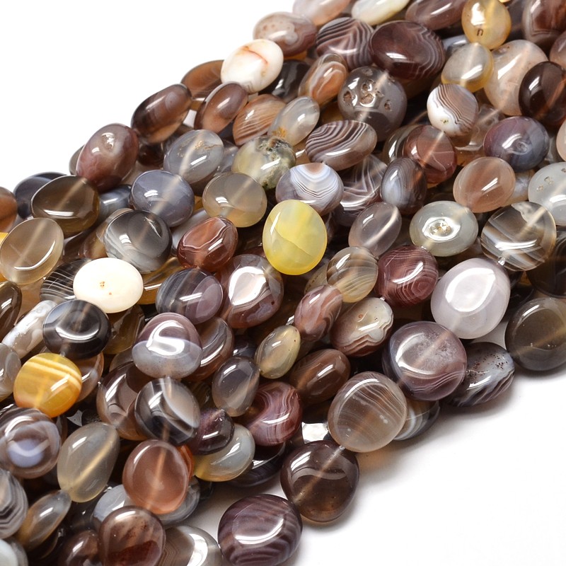 PandaHall Natural Botswana Agate Nuggets Beads Strands, 9~12x8~13x5~7mm, Hole: 1mm; about 15.3"~15.7" Botswana Agate Nuggets
