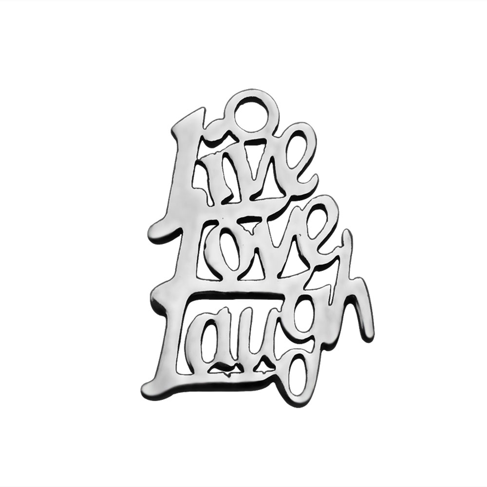 PandaHall 304 Stainless Steel Pendants, Word Live Love Laugh, Stainless Steel Color, 17x12x1mm, Hole: 1.5mm Stainless Steel Word