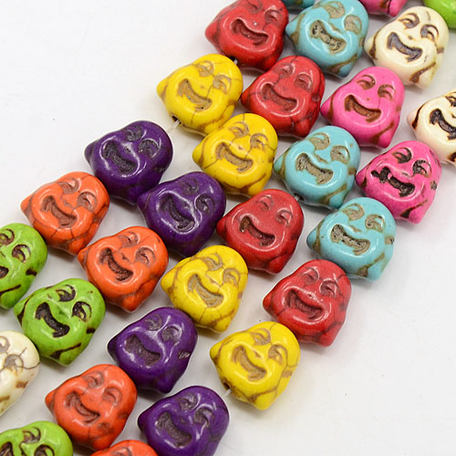 PandaHall Natural Howlite Beads Strands, Dyed, Buddha, Mixed Color, 14x14x8mm, Hole: 1mm; about 26pcs/strand, 14.96" Howlite Human...
