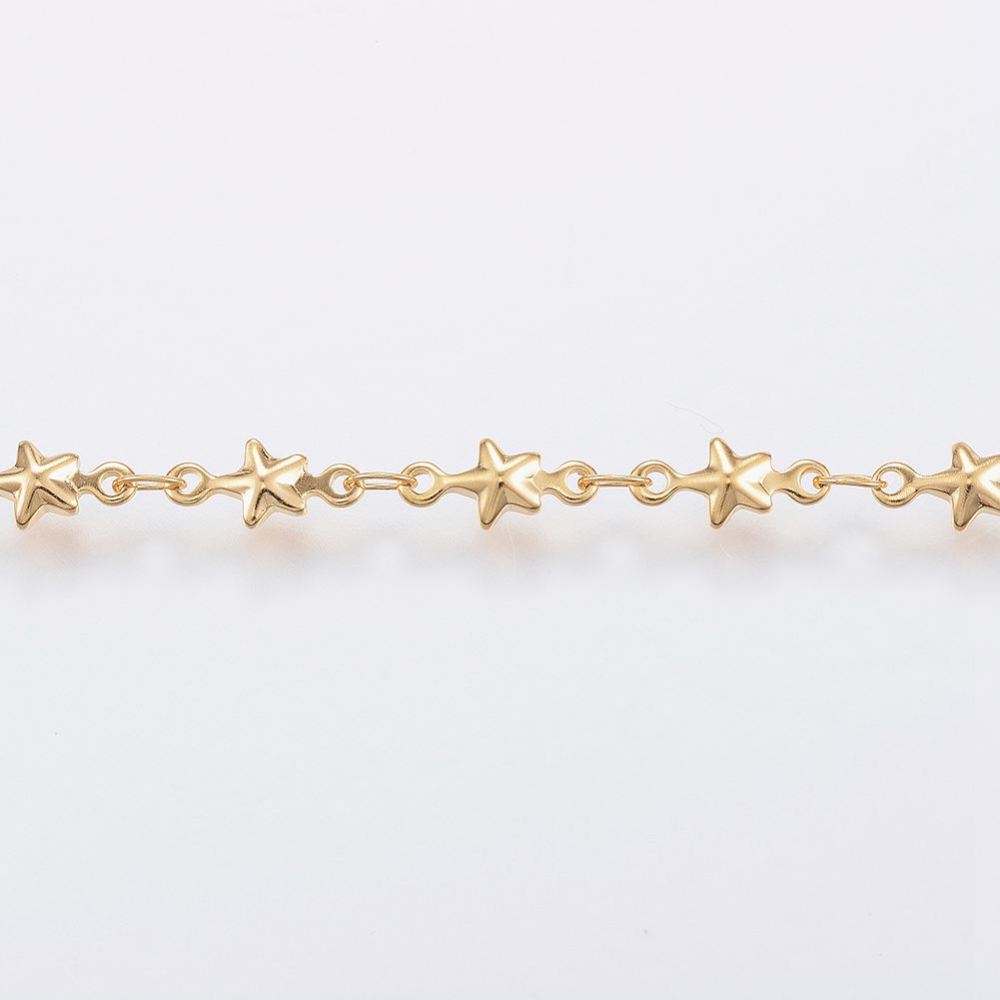 PandaHall Handmade 304 Stainless Steel Bar Link Chains, with Spool, Star, Golden, 10x4.5x2mm; about 10m/roll Stainless Steel