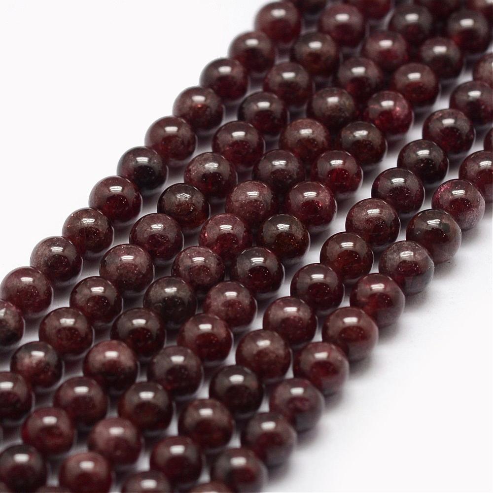 PandaHall Natural Garnet Bead Strands, Round, 4.5~5mm, Hole: 1mm; about 89pcs/strand, 15.5'' Garnet Round
