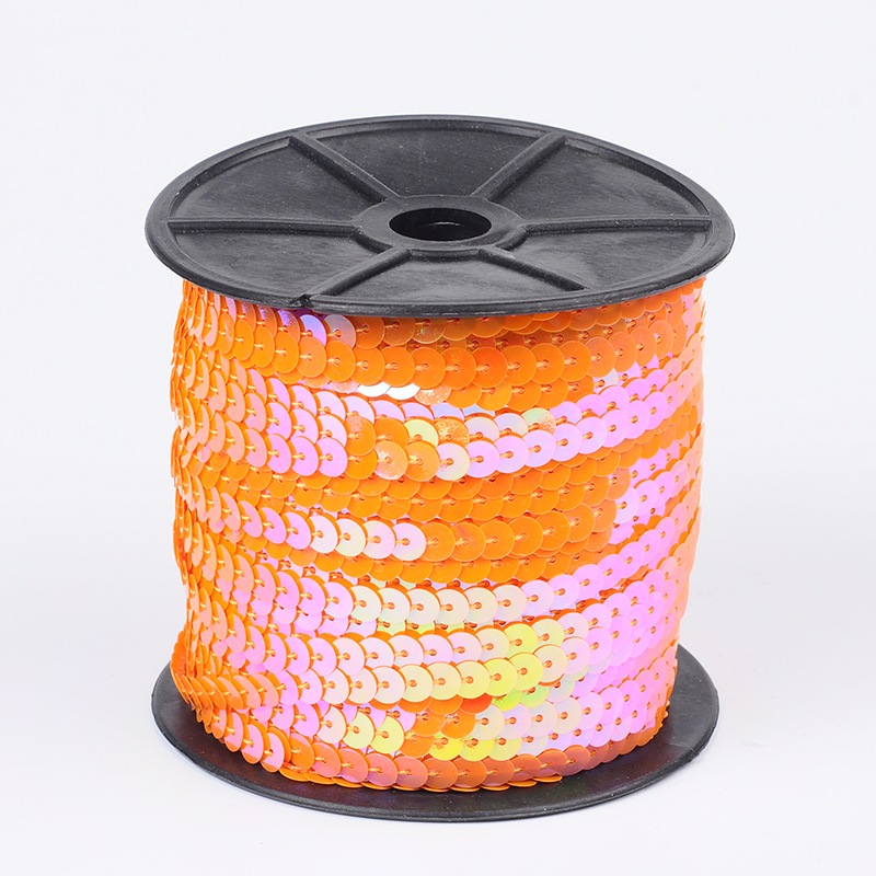 PandaHall Orange With AB Color Paillette/Sequin Roll, 6mm in diameter, 100 yards/roll Plastic Flat Round Orange