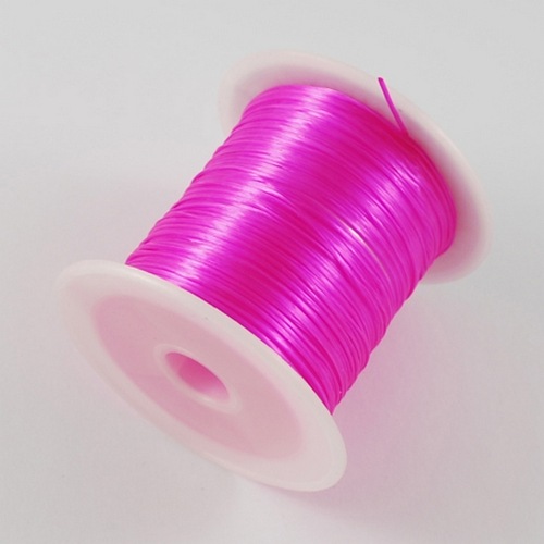 PandaHall Magenta Stretch Elastic Beading Wire String, 1mm, 10m/roll Elastic Fibre Pink