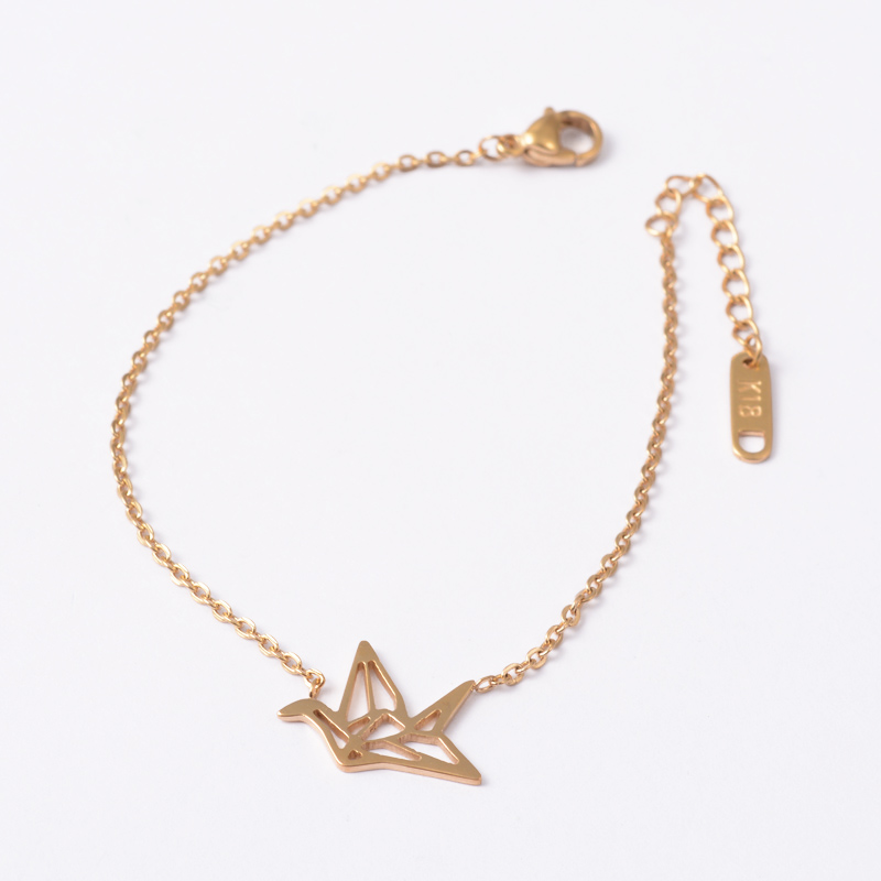 PandaHall Bird 304 Stainless Steel Link Bracelets, with Lobster Claw Clasps, Golden, 6-1/4"(160mm); 1.5mm Stainless Steel