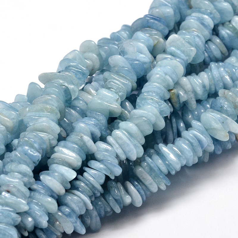 PandaHall Natural Aquamarine Chip Beads Strands, 9~15x9~15mm, Hole: 1mm; about 15.3"~15.9" Aquamarine Chip