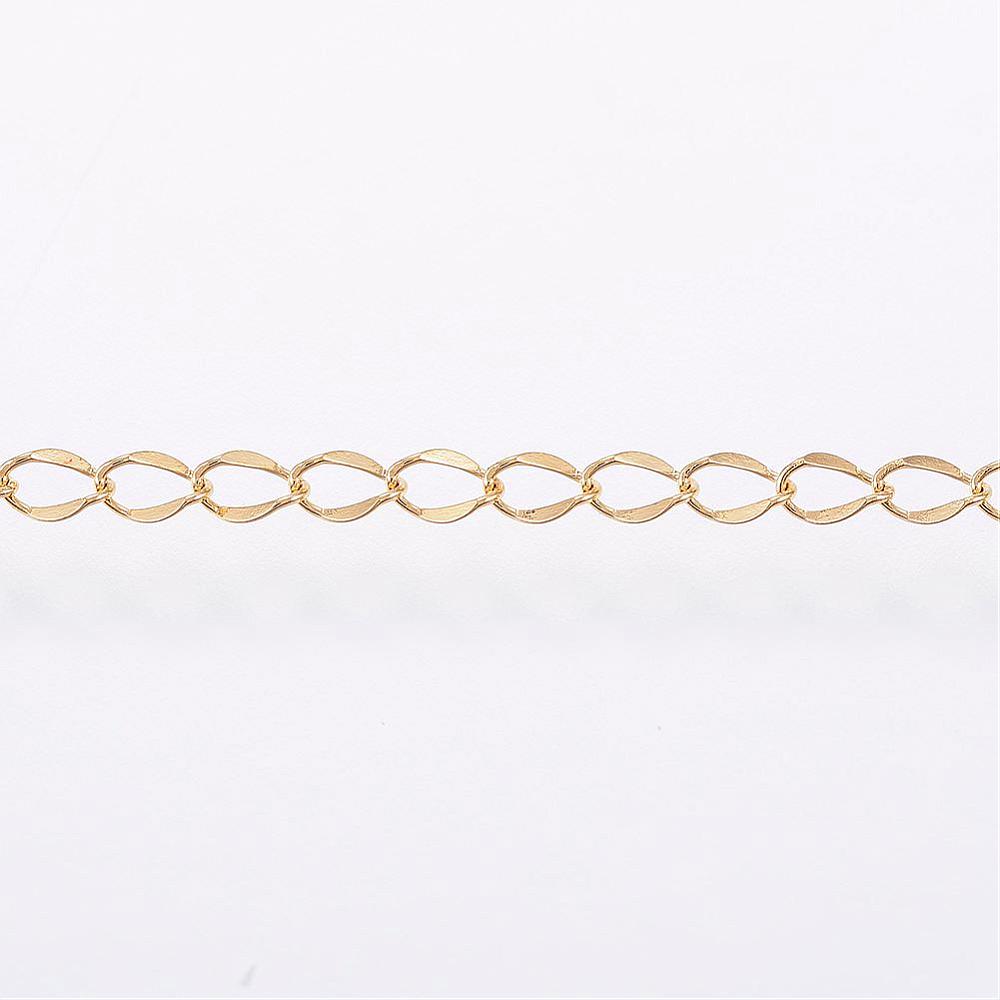 PandaHall Handmade 304 Stainless Steel Curb Chains, with Spool, Oval, Golden, 4x2x1mm; about 20m/roll Stainless Steel