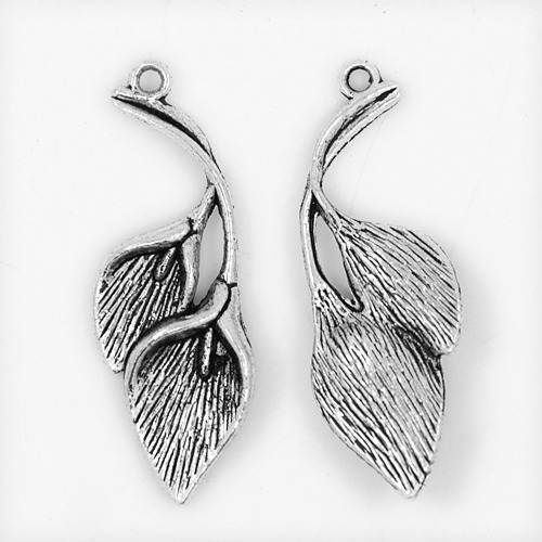 PandaHall Tibetan Style Pendants, Cadmium Free & Nickel Free & Lead Free, Leaf, Antique Silver, 38x14x5mm, Hole: 2mm Alloy Leaf