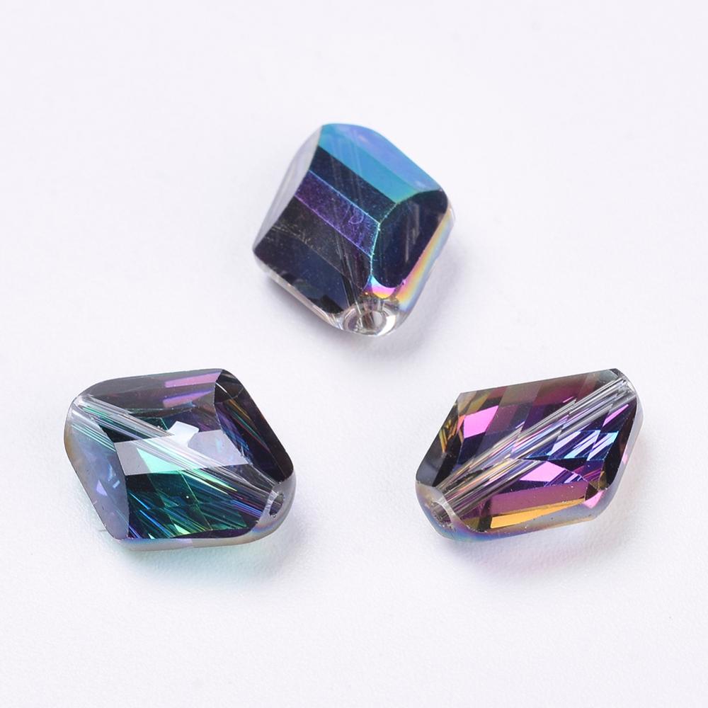 PandaHall Imitation Austrian Crystal Beads, Grade AAA, Faceted, Rhombus, Colorful, 12x10x5mm, Hole: 0.8~1.1mm Glass Rhombus