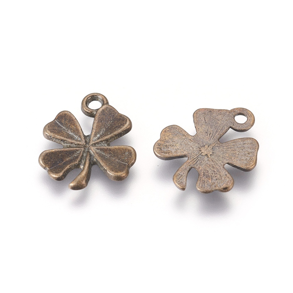 PandaHall Alloy Pendants, Clover, Antique Bronze, 16x16x2mm, Hole: 1mm Alloy Clover