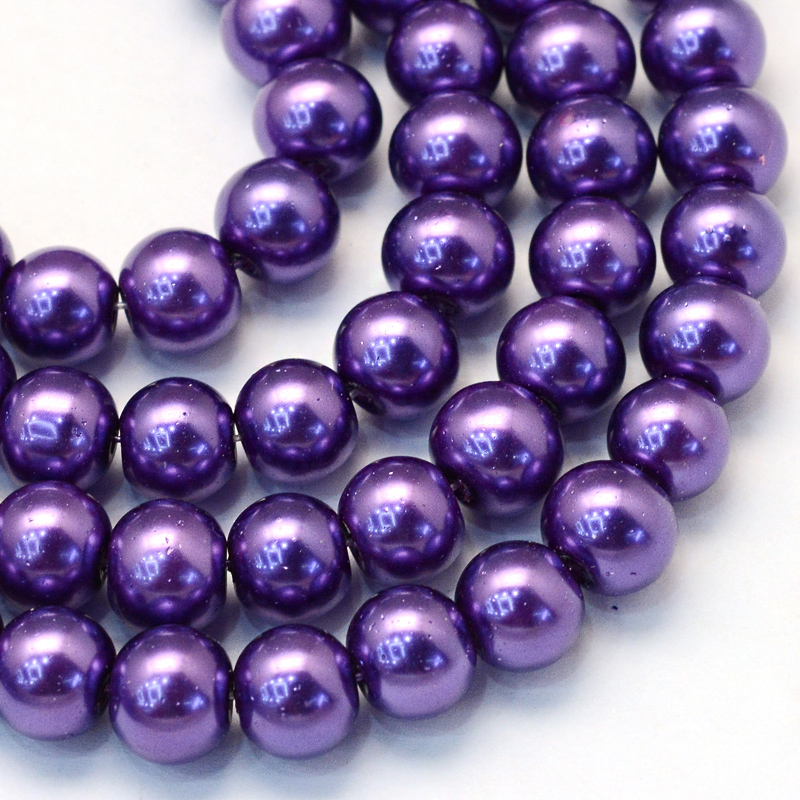PandaHall Baking Painted Pearlized Glass Pearl Round Bead Strands, Purple, 10~11mm, Hole: 1.5mm; about 85pcs/strand, 31.4"1.5mm Glass Round...