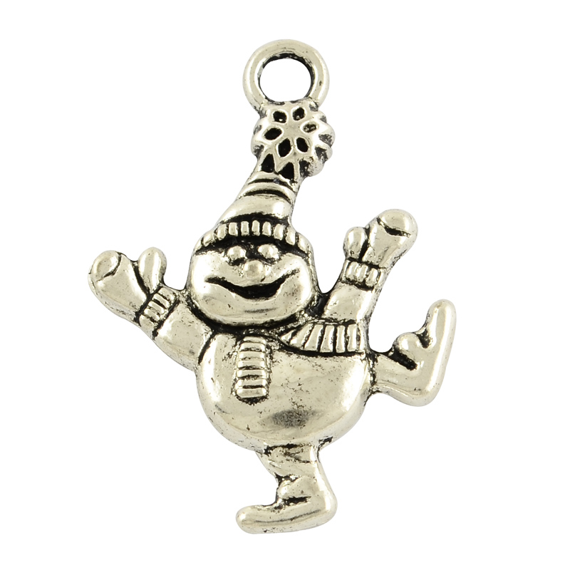 PandaHall Tibetan Style Alloy Pendants, Snowman for Christmas, Cadmium Free & Nickel Free & Lead Free, Antique Silver, 30x21x3mm, Hole...