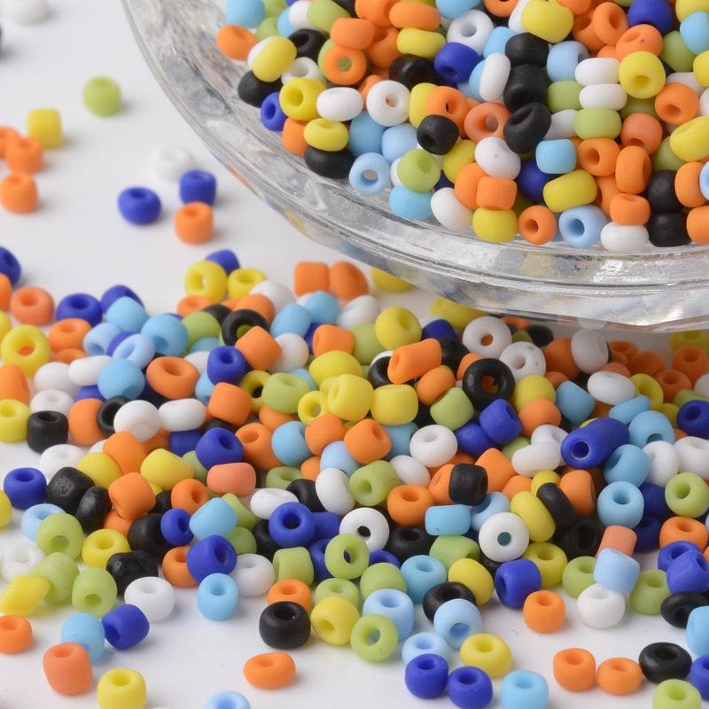 PandaHall 8/0 Opaque Colours Frosted Round Glass Seed Beads, Mixed Color, 2.5~3.5x2~2.5mm, Hole: 0.8~1mm; about 12100pcs/450g Glass...