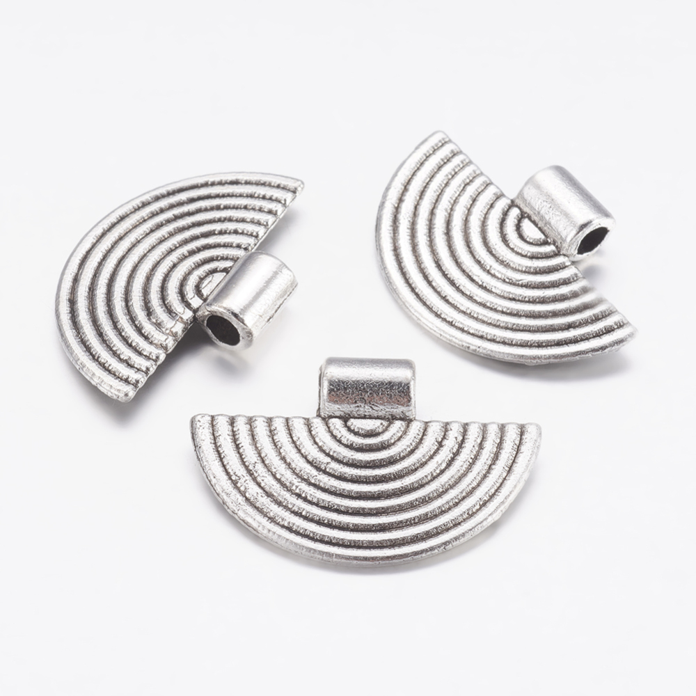 PandaHall Tibetan Style Pendant, Lead Free and Cadmium Free, Antique Silver, 25mm wide, 17.5mm long, hole: 3mm Alloy Fan