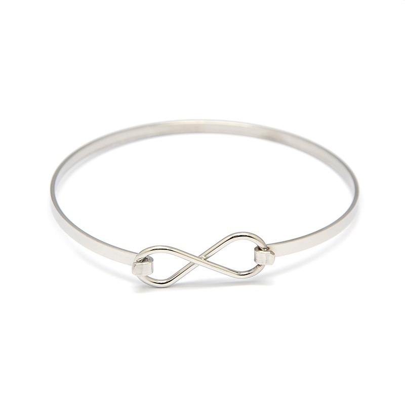 PandaHall Stylish 304 Stainless Steel Infinity Bangles, Stainless Steel Color, 58mm Stainless Steel