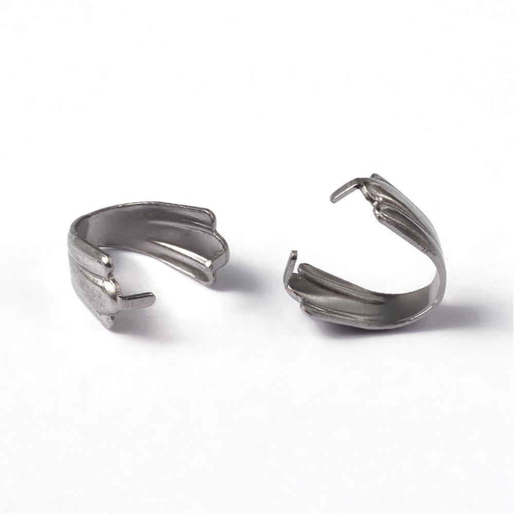 PandaHall 304 Stainless Steel Snap On Bails, Stainless Steel Color, 10x5.5mm Stainless Steel