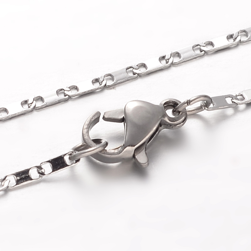 PandaHall 304 Stainless Steel Mariner Link Chain Necklaces, with Lobster Claw Clasps, Stainless Steel Color, 17.7"(45cm) Stainless Steel