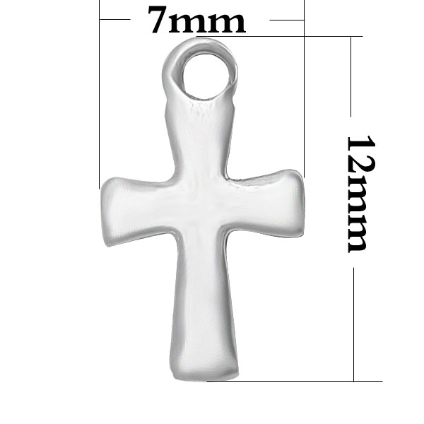 PandaHall Cross 316 Stainless Steel Charms, Stainless Steel Color, 12x7x1mm, Hole: 1.5mm Stainless Steel Cross