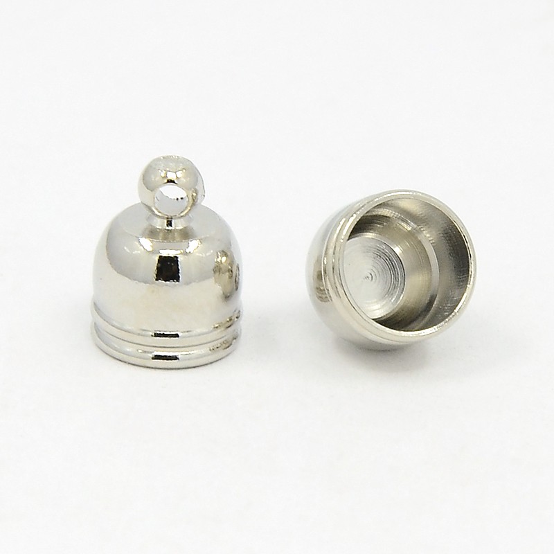 PandaHall Platinum Tone Brass Cord Ends, 10x8mm, Hole: 1mm Brass