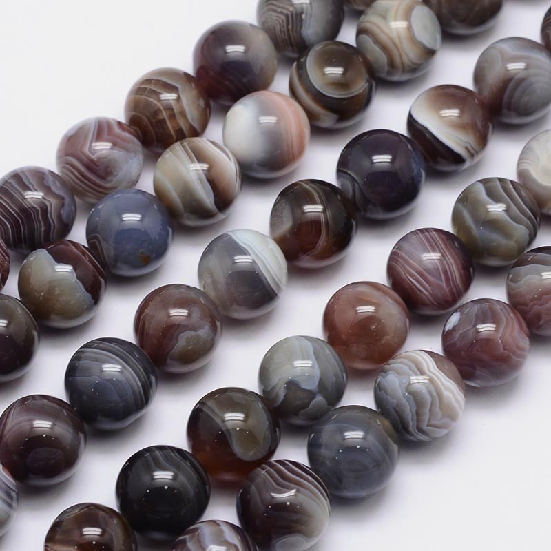 PandaHall Round Natural Botswana Agate Bead Strands, 14mm, Hole: 1mm; about 28pcs/strand, 15.5" Botswana Agate Round