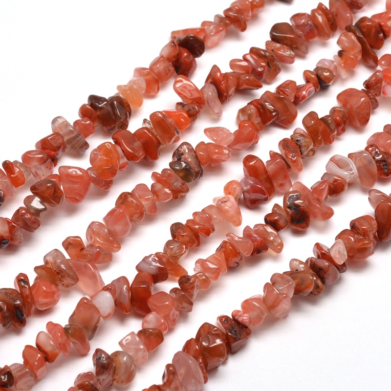PandaHall Natural South Red Agate Chip Bead Strands, 5~8x5~8mm, Hole: 1mm; about 31.5" Natural Agate Chip