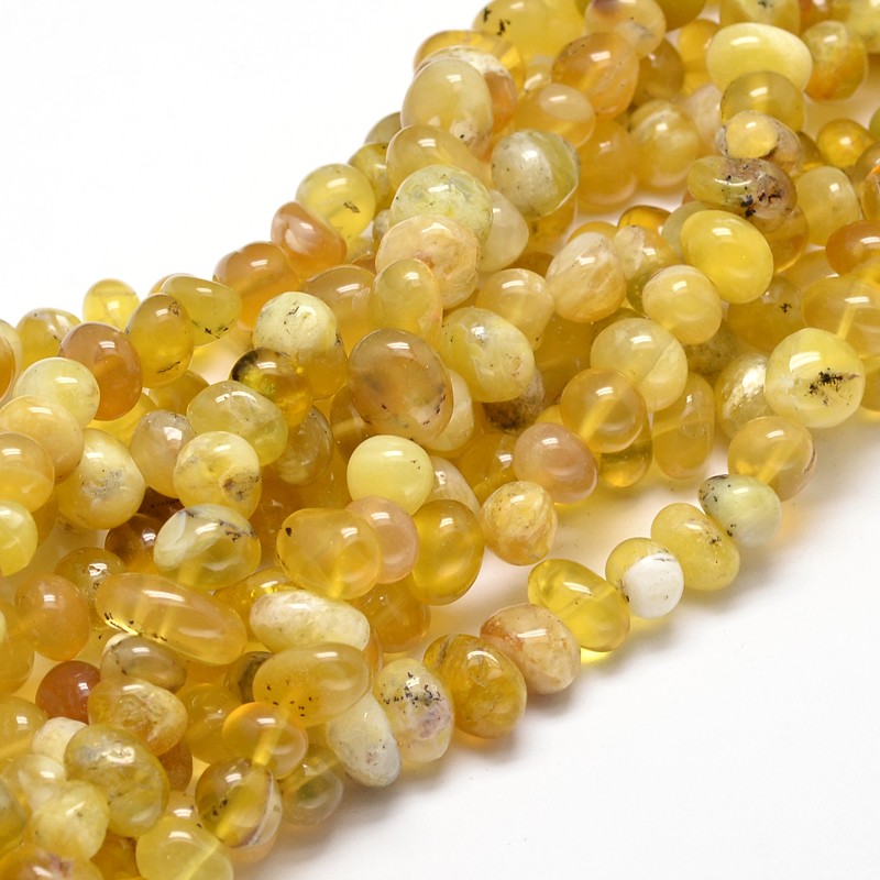 PandaHall Natural Yellow Opal Gemstone Nuggets Bead Strands, 6~10x9~12x8~10mm, Hole: 1mm; about 15.3"~15.7" Yellow Opal Nuggets