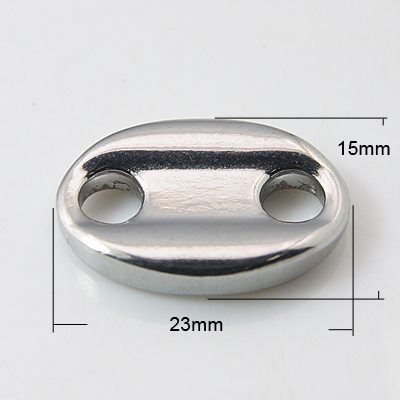 PandaHall 304 Stainless Steel Links, Coffee Bean, Stainless Steel Color, 23x15x4mm, Hole: 5mm Stainless Steel Oval