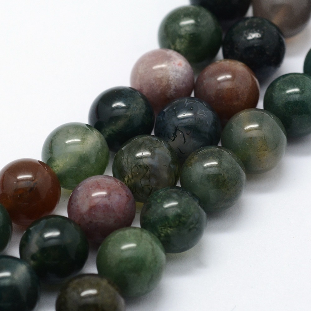 PandaHall Natural Indian Agate Beads Strands, Round, 6mm, Hole: 0.8mm; about 63pcs/strand,  14.76"(37.5cm) Indian Agate Round