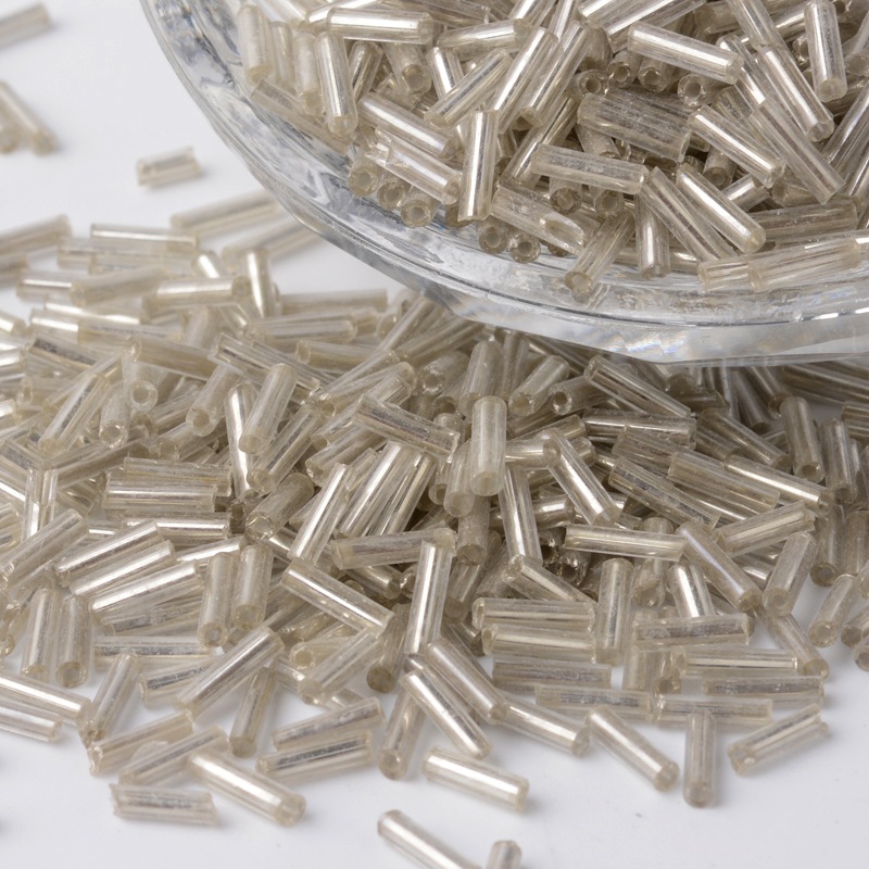 PandaHall Tube Transparent Colours Pearl Luster Plated Round Hole Glass Bugle Beads, LightGrey, 6~7x1.5~2mm, Hole: 0.5mm; about...