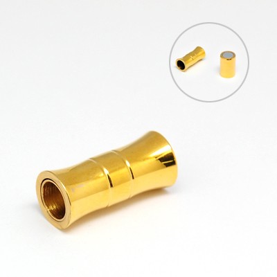 PandaHall 304 Stainless Steel Magnetic Clasps, Column, Golden, 21x9~9.5mm, Hole: 6~7mm Stainless Steel Column