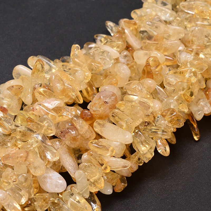 PandaHall Natural Citrine Chip Beads Strands, 8~30x5~12mm, Hole: 1mm; about 15.3"~15.7" Citrine Chip