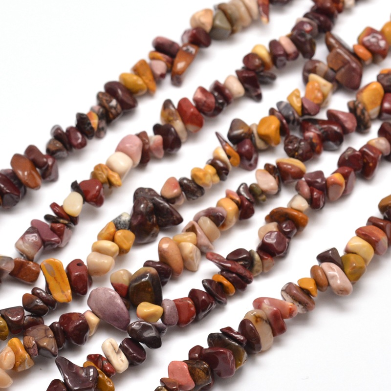 PandaHall Natural Mookaite Chip Bead Strands, 5~8x5~8mm, Hole: 1mm; about 31.5" Mookaite Chip