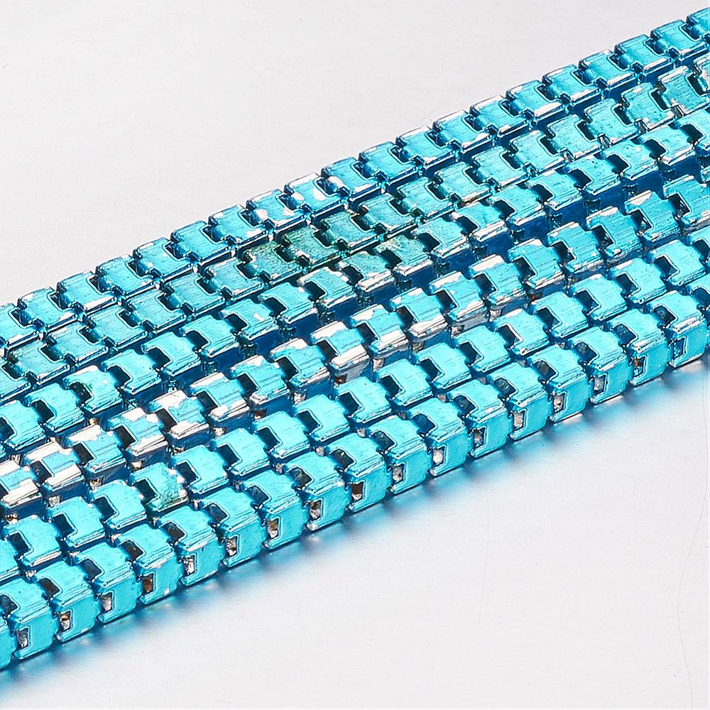 PandaHall Defective Closeout Sale Aluminum Chains, DeepSkyBlue, 3x3mm Aluminum Blue