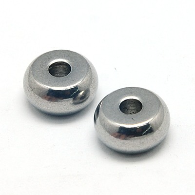 PandaHall 304 Stainless Steel Beads, Rondelle, Stainless Steel Color, 10x5mm Stainless Steel Rondelle